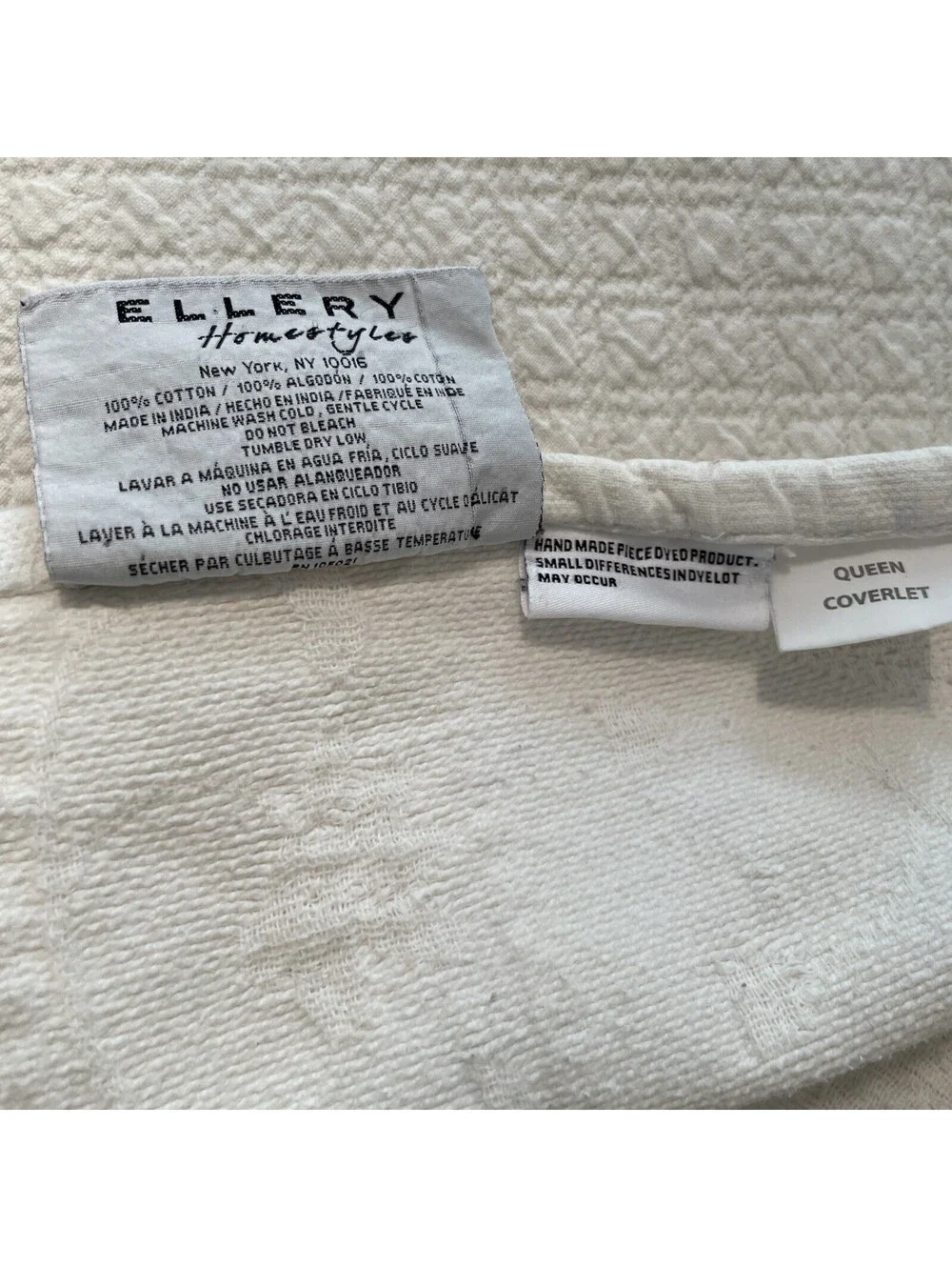 Historic Charleston Foundation White 100% Cotton Coverlet Bedspread Quilt Flawed